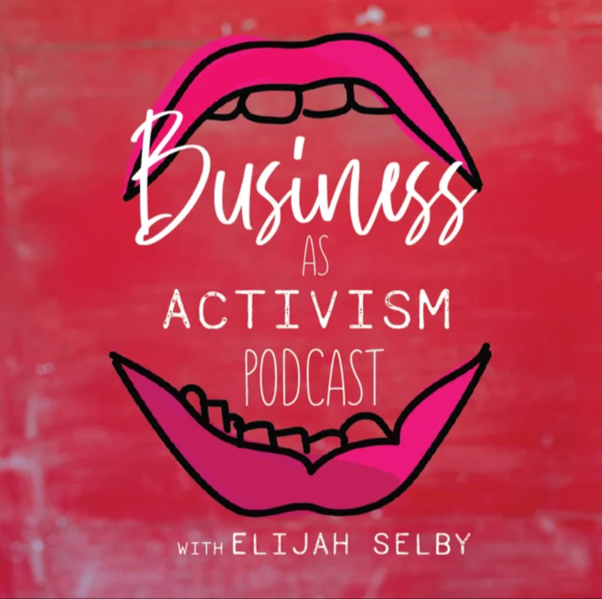 Business as activism podcast with Alyx Coble-Frakes talks about the idea of figuring out problems by choosing to bleed on it if you are a person who has a period. 
